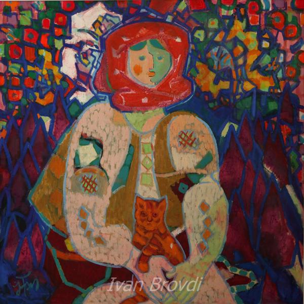 Дівчина у народному вбранні. 2012. Полотно, олія. 90х90. Girl in folk clothes. 2012. Canvas, oil.