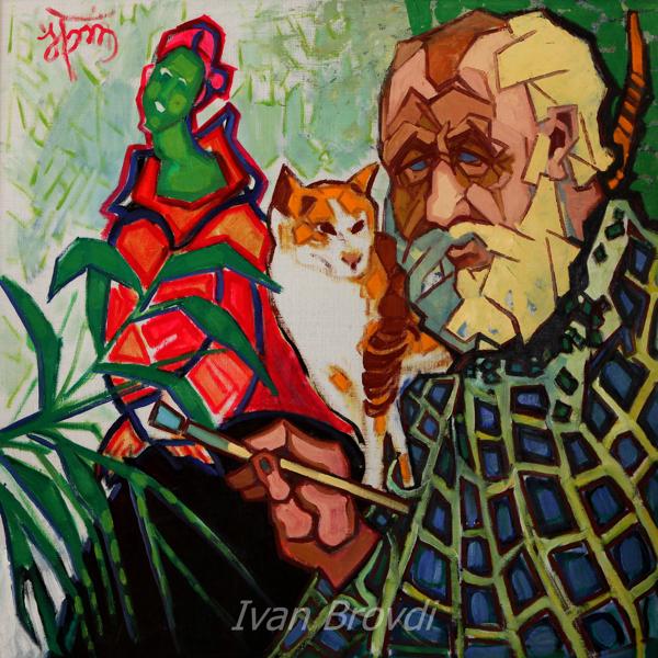 Руда кішка. 2010. Полотно, олія. 100х100. Red cat. 2010. Canvas, oil.