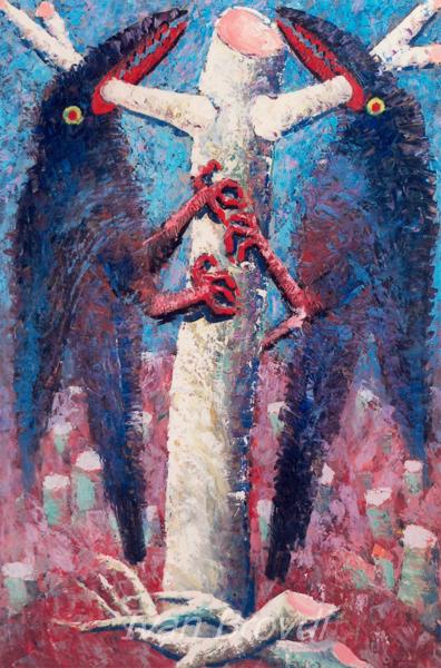 Санітарна рубка в Карпатах. 1980-ті. Полотно, олія. 100х70. Sanitary felling in Carpathians. 1980s. Canvas, oil.