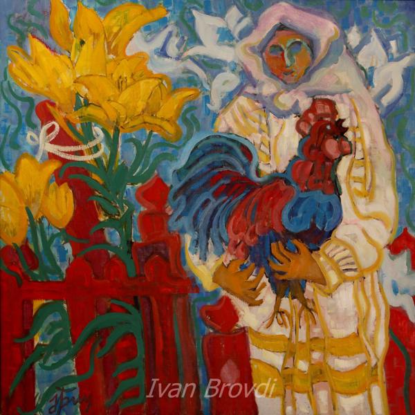 Полянські косиці. 2010. Полотно, олія. 100x100. Poliana flowers. 2010. Canvas, oil.
