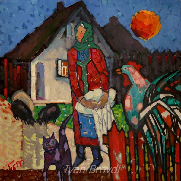 Баба Василина. 2010. Полотно, олія. 100х100. Granny Vasylyna. 2010. Canvas, oil.