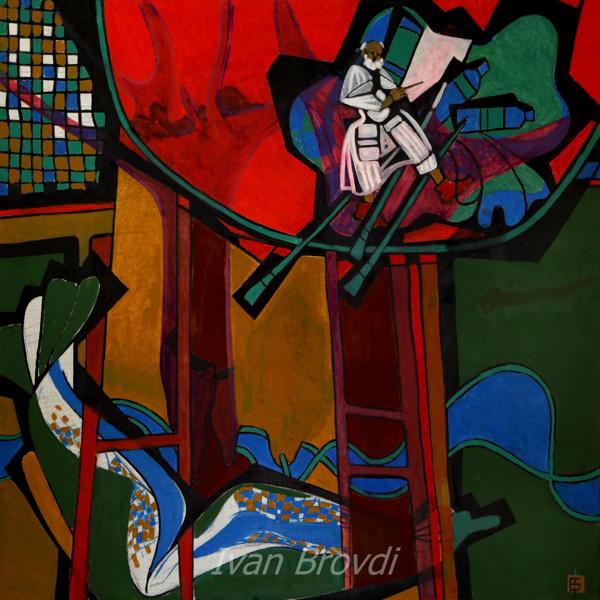 Ніч на Тисі. 2010. Полотно, олія. 100х100. Night at Tysa river. 2010. Canvas, oil.