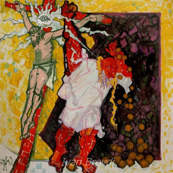 30 срібних. 2010. Полотно, олія. 100х100. 30 silver coins. 2010. Canvas, oil.