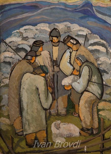 Народження. 1960-ті. Картон, олія. 80х60. Birth. 1960s. Cardboard, oil.