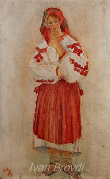 Дівчина з села Довге. 1960-ті. Полотно, олія. 100x70. Girl from Dovhe village. 1960s. Canvas, oil.