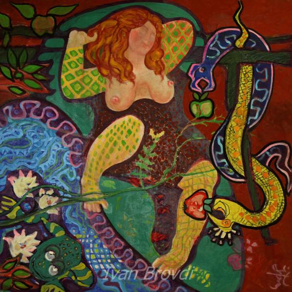 Яблука для Єви. 2010. Полотно, олія. 100х100. Apple for Eve. 2010. Canvas, oil.