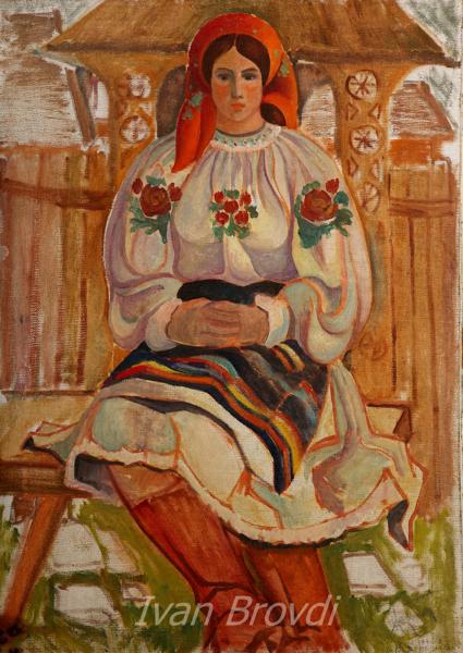 Дівчина з Березного. 1960-ті. Картон, олія. 70x60. Girl from Bereznyi. 1960s. Cardboard, oil.